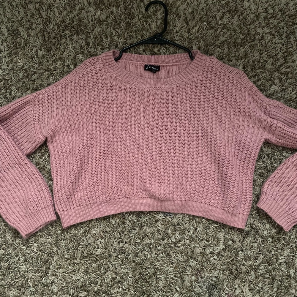 Art Class Pink Crew Neck Cropped Sweater